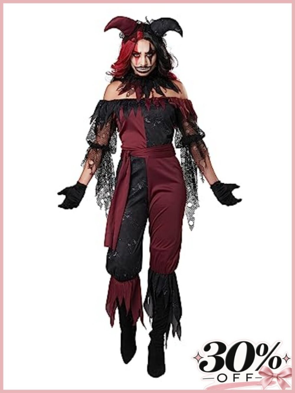 Psycho Jester Costume Women's Medium Top Trousers Halloween Fancy Dress